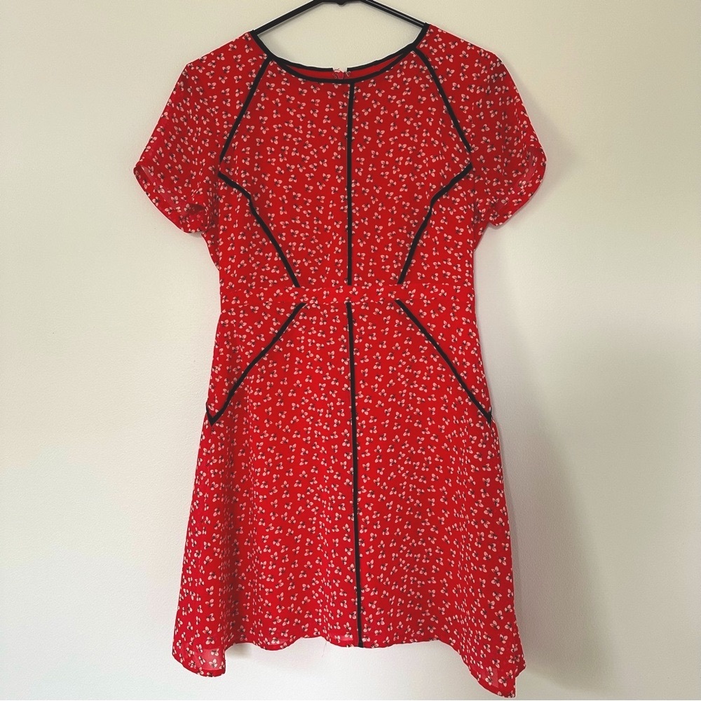Red Floral Dress with Black Accents for and flare asos mini dress